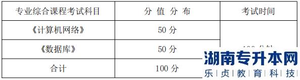 湖南信息學院專業(yè)綜合課程考試科目、分值分布及考試時間