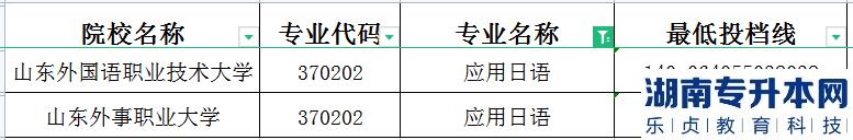 2023年山東專升本應用日語建檔立卡投檔分數(shù)線